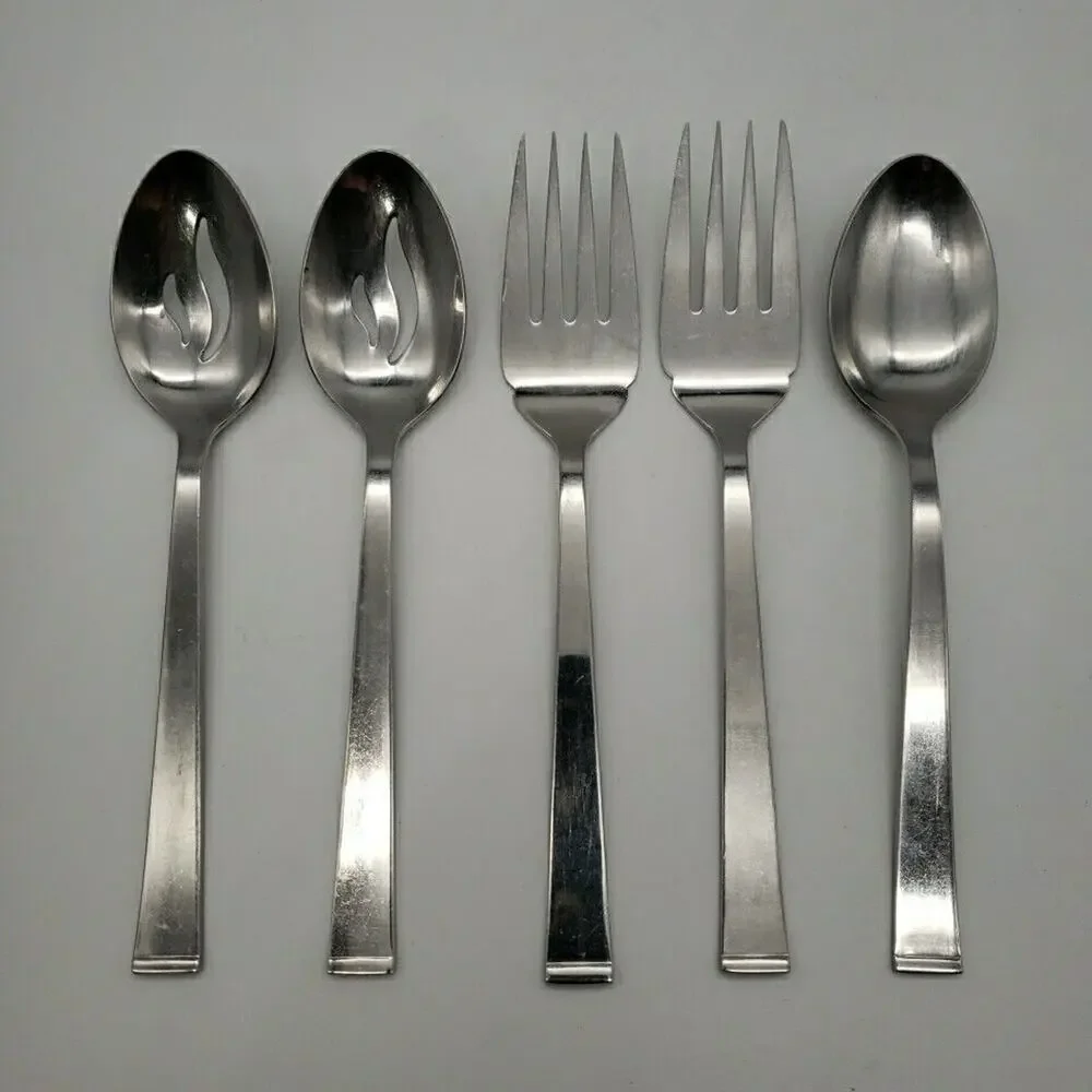 5 PC Wallace JULIENNE Pierced Serving Spoon & Serving Forks Stainless Korea